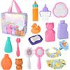 Aolso 18PZ Accessori per Bambole, Biberon Magico per Bambini e Ciucci, Set di Piatti e Posate per Bambole, Set Accessori Bagno per Bambola, dal Momento della Pappa a Quello del Bagnetto, Idee Regalo