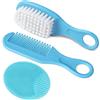 Aolso Spazzola Per Culla Per Bambini, 3 Pezzi Spazzola e Pettine Neonato, Spazzola per Culla e Pettine per Capelli per Neonati e Bambini Piccoli, Spazzola Per il Bagno Del Bambino, Blu