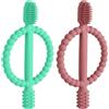Aolso Dentizione Neonati Giocattolo, 2 Pezzi Massaggiagengive Per Neonati Doppia Testa, Massaggiagengive Per Bambini Favorisce Il Senso Visivo E Le Capacità Motorie, Lenire I Bambini, Rosso E Verde