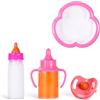 Aolso Set di 4 Accessori per Bambole, 2 Biberon Magico per Bambini di Piccolo Dimensioni, 1 Ciucci e Set di Piatti e Posate per Bambole, Idee Regalo per Bambini