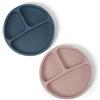 Aolso Piatto con Ventosa per Bambini in Silicone, 2 Set Piatti Bambini Pappa Svezzamento Piatto, Piastra di Alimentazione per Neonati, Lavabile in Lavastoviglie