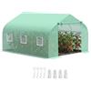 Outsunny Serra da Giardino a Tunnel con Porta Avvolgibile, 6 Finestre e Tetto a Spiovente, Serra per Orto in PE per Piante, 3.5x3x2 m, Verde Scuro