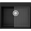 PRIMAGRAN Lavello da Cucina Nero 58x50cm, Lavandino in Granito a 1 vasca + Set di accessori, Lavabo da Cucina Incasso al Mobile 60cm - Oslo Top S365