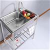 KUKIXO In Piedi Libero Addensare Lavello A Vasca Singola,Acciaio Inossidabile Lavandino Utilità Con Rubinetto,Lavelli Da Cucina Con Drainboard, Per Garage,Ristorante,Cucina,Lavanderia,Interno All'aperto ( Co