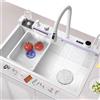 SZKTHD Lavello Da Cucina In Acciaio Inossidabile 304 Con Una Grande Vasca E Rubinetto Multifunzione A Cascata E Set Completo Di Accessori(bianca,90x50x22cm)