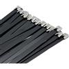 HobbyPower24 10 fascette per cavi in metallo, 7,9 x 600 mm, in acciaio inox V2A, nero