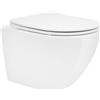 ECD Germany WC Sospeso a Muro senza Brida Bianco Nano Rivestimento Vaso Corto 49 cm con Sedile Estraibile Duroplast con Chiusura Morbida Softclose Toilette con Coprisedile Sanitari Bagno