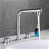 XDSMB Miscelatore Lavabo Bagno 3 Fori Rubinetto con Doccetta Estraibile 2 Modalità Miscelatore Acqua Calda Fredda,cromato