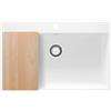 PRIMAGRAN Lavello da Cucina Bianco 78x50cm, Lavandino in Granito a 1 vasca + Sifone Classico + Tagliere, Lavabo da Cucina Incasso al Mobile 80cm - Riga S430