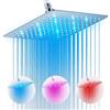 HUUKE Soffione doccia a pioggia, soffione doccia a LED ad alta pressione da 25,4 cm, anti-intasamento, soffione fisso a pioggia con temperatura controllata che cambia colore, giunto a sfera in ottone