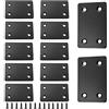 AUXBC 12 piastre piatte in acciaio inox nero, 6 x 3,8 cm, staffa dritta, piastra di giunzione di fissaggio in metallo resistente per mobili, legno, scaffali, recinzioni
