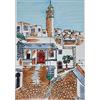 Pawakabano Immagine in mosaico in piastrelle di ceramica orientale dipinte a mano, per pareti, mediterranee, 45x30 cm (06-25)