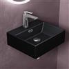 doporro Lavabo Bagno in Ceramica Nero Opaco 41x36x13 cm - Lavabo Sospeso o da Appoggio Piccolo con Foro Rubinetto e Troppopieno, Brüssel206