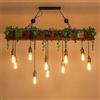 COCOL Retro Lampada A Sospensione Illuminazione Da Tavolo Da Pranzo Regolabile in Altezza E27 * 10 in Ferro Battuto Lampada Da Soffitto in Legno Antico Soggiorno Camera Letto Soppalco Lampadario