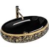 Rea - Lavabo Da Appoggio Meryl Nero/Oro Lavandino Bagno 600 X 405 X 145 mm Ceramica (Nero/Oro)