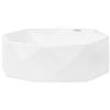 ML DESIGN modern living ML-Design Lavabo in Ceramica Bianca Lucida Ø 420x135 mm Design a Diamante Lavandino da Appoggio Rotondo Moderno Bacinella Lavamani per il Bagno e Toilette Lavello con Scarico Standard