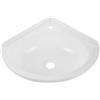 DEARMAMY Lavabo Angolare Sospeso in Plastica Bianca Piccolo Lavabo Triangolare da Bagno Montato a Parete Design Compatto Antischizzi per Bagni e Balconi Piccoli