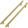 Goldenwarm 5 Pezzi Maniglie Armadio Maniglie per Mobili da Cucina Maniglie Ottone -LS201GD224 Maniglie Cassetti Oro Maniglie Dorate per Cucina, Bagno, Camera da letto Distanza dei Fori 224mm