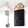 SanBouSi Scaldabagno elettrico digitale acqua calda senza serbatoio Kit doccia 30-55°C, 6500W, display LED, funzionamento touch, protezione interruzioni corrente