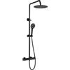VALAZ Colonna Doccia con Miscelatore | Colonna Doccia con Soffione e Doccetta | Termostatica, Barra Regolabile, Installazione Facile e Veloce | Acciaio Inox, Rotonda, Nero Opaco, Serie Ebro