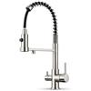 Ari Rubinetto da cucina a 3 vie SOLID SPRING con doccetta estraibile, cavo separato per filtro dell'acqua, beccuccio girevole a 360°, rubinetto a molla in ottone, montaggio monoforo (acciaio inossidabile)