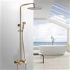 Shiyinge Rubinetto per doccia, soffione doccia a pioggia, set doccia da bagno, doccia, asta per doccia, miscelatore in ottone regolabile, in acciaio inox, con soffione antico, retrò, moderno oro