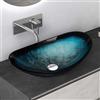Mai & Mai Lavabo Blu in Vetro, Lavabo da Appoggio 53,5x35,5x16cm, Lavandino Bagno da Appoggio in Vetro Temperato Ovale Minerva08