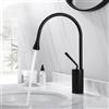 VIPAVA Rubinetto per lavabo stile goccia in ottone spazzolato Rubinetti per bagno Miscelatore freddo Rubinetti a cascata girevoli a 360° Gru artistica, nero corto