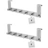 ReWu Appendiabiti da porta, in acciaio inox, con 6 ganci appendiabiti, modanature per porte, modanature per bagno, cucina, soggiorno e corridoio, 39 x 11 x 8 cm, set da 3 pezzi