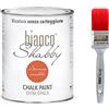 bianco Shabby CHALK PAINT Arancio Candito & PENNELLO - Pittura Shabby Chic Vintage EXTRA OPACA (1 Litro) + Pennello Professionale (40 mm)