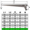 PRIOstahl® Set di 10 supporti per mensola, per barre a parete, 1 fila/2 file, supporti in metallo bianco/argento