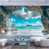 JIAOQSS Generico Art Murals Carta da parati camere letto cucine soggiorni fotomurali premium stile 3D Parete Da Dei Murale Moderna Gigante il fondo del salone Spiaggia Grotte panoramiche