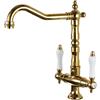 EGTink Rubinetto da cucina oro antico, Rubinetto alto per lavabo retrò, Miscelatore antico a due maniglie per lavabo bagno, Miscelatore ad alta pressione rubinetto lavello cucina, Rubinetto lavello girevole