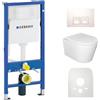 Lavita Set WC : elemento a parete Duofix Basic + WC a scarico profondo Versoni bianco senza brida con sistema di scarico Tornado + sedile WC con chiusura ammortizzata + pulsante bianco Set completo