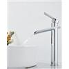 SJQKA Miscelatore Cascata Lavabo Nero, Rubinetto Alto Bagno, Miscelatore Ottone (Cromata)