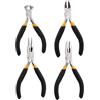 WEB world electronic business Confezione con Kit da 4 pezzi - Mini Pinze 11cm Precisione Acciaio Carbonio Modellismo Elettronica Professionali Antiscivolo - Nero Arancio