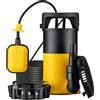 Wiltec Pompa sommersa ad aspirazione piatta 3in1 1100 W, portata 18000 l/h, per acque chiare e scure, con galleggiante e termoregolazione, per cantine, stagni, piscine, pozzi