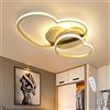 FUMIMID LED Lampada Da Soffitto Dimmerabile Plafoniera Forma Di Cuore Lampada Da Soggiorno Moderna Con Telecomando Metallo Lampadario Per Camera Dei Bambini Ragazzi Ragazze Cameretta Cucina,Oro,50cm