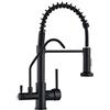 XJTNLB Rubinetto a 3 Vie con Doccetta Nero Rubinetto Da Cucina con Molla a Spirale Rubinetto a Osmosi Girevole a 360° Rubinetti Da Cucina
