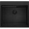 PRIMAGRAN Lavello da Cucina Tutto Nero 58x53cm, Lavandino in Granito a 1 vasca + Set di accessori, Lavabo da Cucina Incasso al Mobile 60cm - Oslo Max Level S173