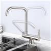 XJTNLB Rubinetto 3 Vie Sottofinestra Miscelatore Cucina 3 Vie Osmosi Rubinetto Girevole 360 Gradi Miscelatori Lavello Monocomando per Sistemi Osmosi,Spazzolato