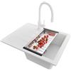 PRIMAGRAN Lavandino da Cucina Bianco 62x50cm, Lavello in Granito a 1 vasca + Rubinetto 38x14cm + Set di accessori, Lavabo da Cucina Incasso al Mobile 40cm - Milano S057