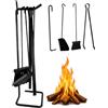 Crisalide® Set Attrezzi Camino in Ferro Battuto, 4 Pezzi - Elegante e Robusto, Strumenti per Caminetti, Pulizia Caminetti (50 CM Curvo)