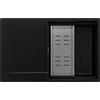 PRIMAGRAN Lavello da Cucina Nero Metallico 78x50cm, Lavandino in Granito a 1 vasca + Set di accessori, Lavabo da Cucina Incasso al Mobile 50cm - San Francisco Level S060