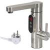 AYYDS Rubinetto con scaldabagno per cucina, bagno, 3300 W, rubinetto elettrico in acciaio inox, indicatore di temperatura LED, girevole a 360° (stile B, argento)