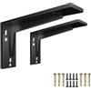 tow000ack Staffe per Mensole Pesanti,Supporto per Mensole a Parete in Acciaio Laminato a Freddo,Spesso 4 mm,Reggimensola in Metallo,Supporti a L per Scaffali a Muro,con Viti,Nero,2 Pezzi (25cm)