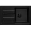 PRIMAGRAN Lavello da Cucina Tutto Nero 70x44cm, Lavandino in Granito a 1 vasca + Sifone Classico, Lavabo da Cucina Incasso al Mobile 45cm - Copenhagen Easy S041