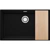 PRIMAGRAN Lavello da Cucina Nero 76x47cm, Lavandino in Granito a 1 vasca + Set di accessori, Lavabo da Cucina Incasso al Mobile 80cm - London Slim S533