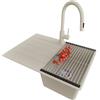 PRIMAGRAN Lavandino da Cucina Beige 70x50cm, Lavello in Granito a 1 vasca + Rubinetto 40x20cm + Set di accessori, Lavabo da Cucina Incasso al Mobile 40cm - Copenhagen Top S142