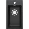 PRIMAGRAN Lavello da Cucina Grafite 28x50cm, Lavandino in Granito a 1 vasca + Sifone Classico, Lavabo da Cucina Incasso al Mobile 30cm - Riga S003